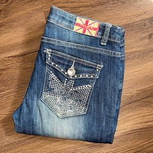 VINTAGE!!!!! Machine nouvelle mode Jeans with Crystal Detail, Italy 46/USA 32